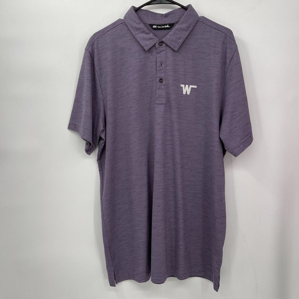 Travis Mathew Mens XL Purple Heathered Golf Polo Shirt Embroidered W Logo